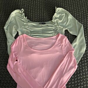 SHEIN Pink and Green Women's Tops